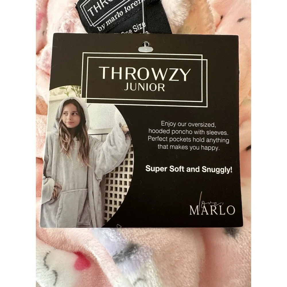New‎ THROWZY Poncho One Size Oversized Hooded PINK Ghost Long Sleeves Halloween